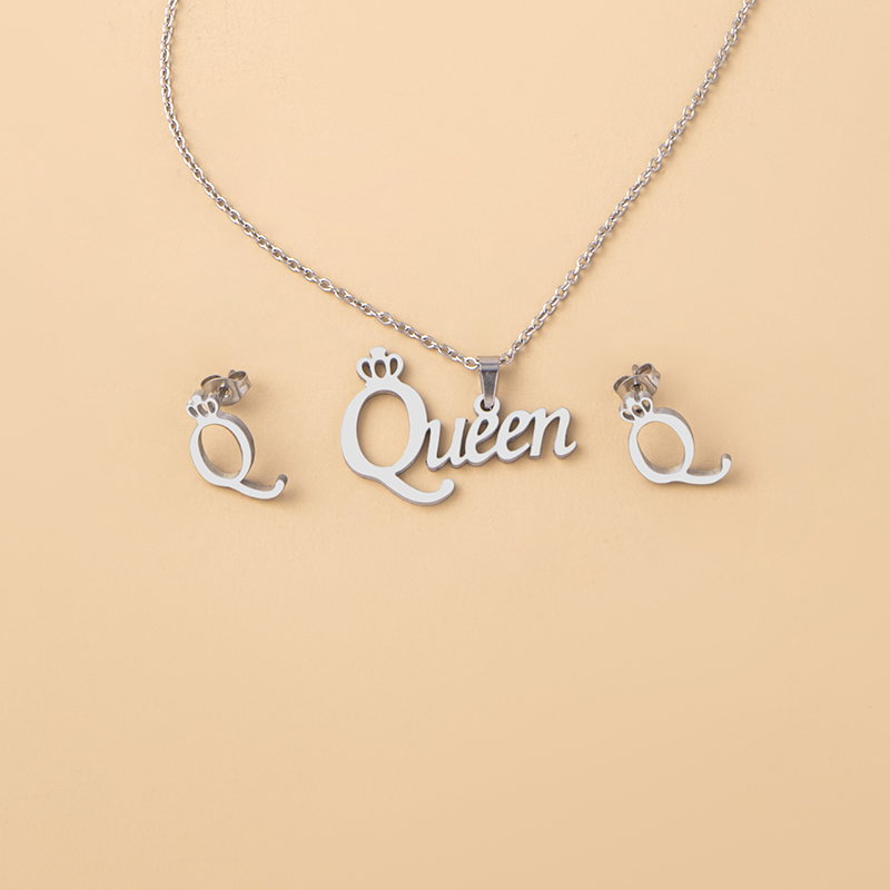 Modern Style Letter Alloy Womenu0027S Earrings Necklace 1 Set