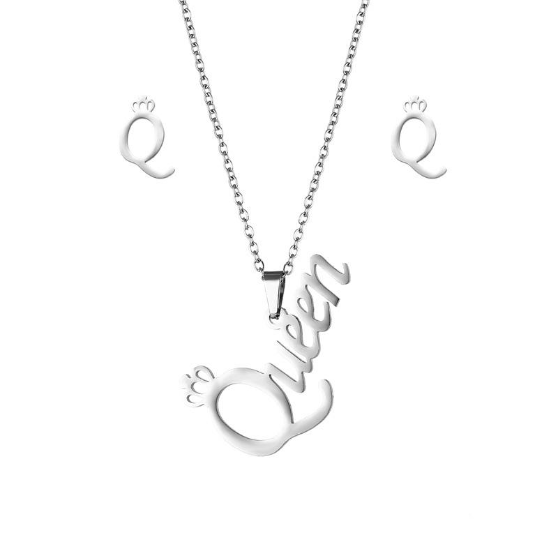 Modern Style Letter Alloy Womenu0027S Earrings Necklace 1 Set