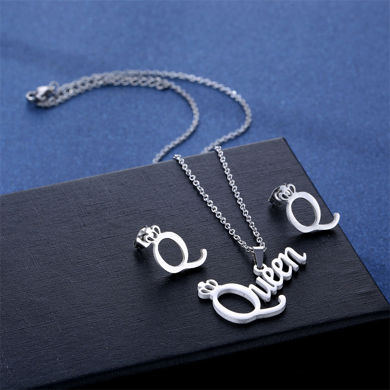 Modern Style Letter Alloy Womenu0027S Earrings Necklace 1 Set