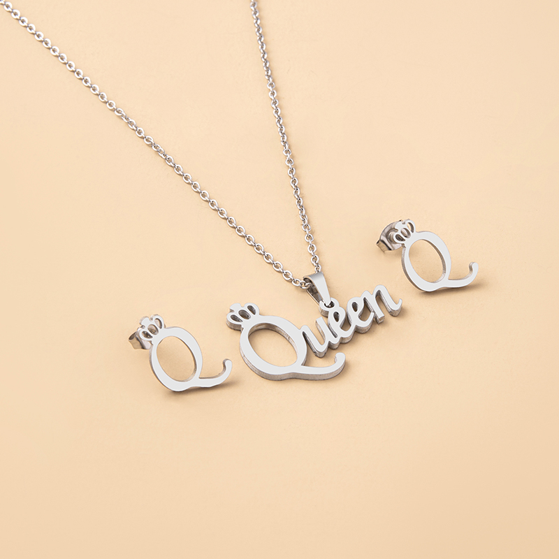 Modern Style Letter Alloy Womenu0027S Earrings Necklace 1 Set