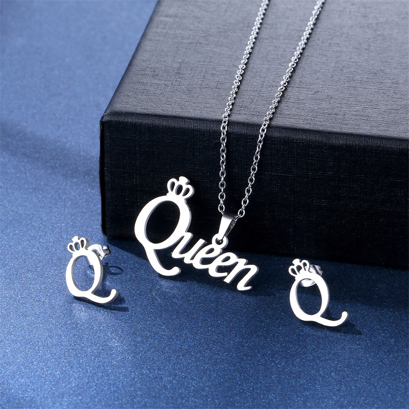 Modern Style Letter Alloy Womenu0027S Earrings Necklace 1 Set