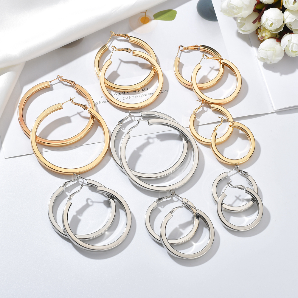 Punk Circle Alloy Womenu0027S Hoop Earrings 1 Pair