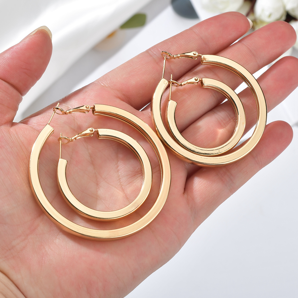 Punk Circle Alloy Womenu0027S Hoop Earrings 1 Pair