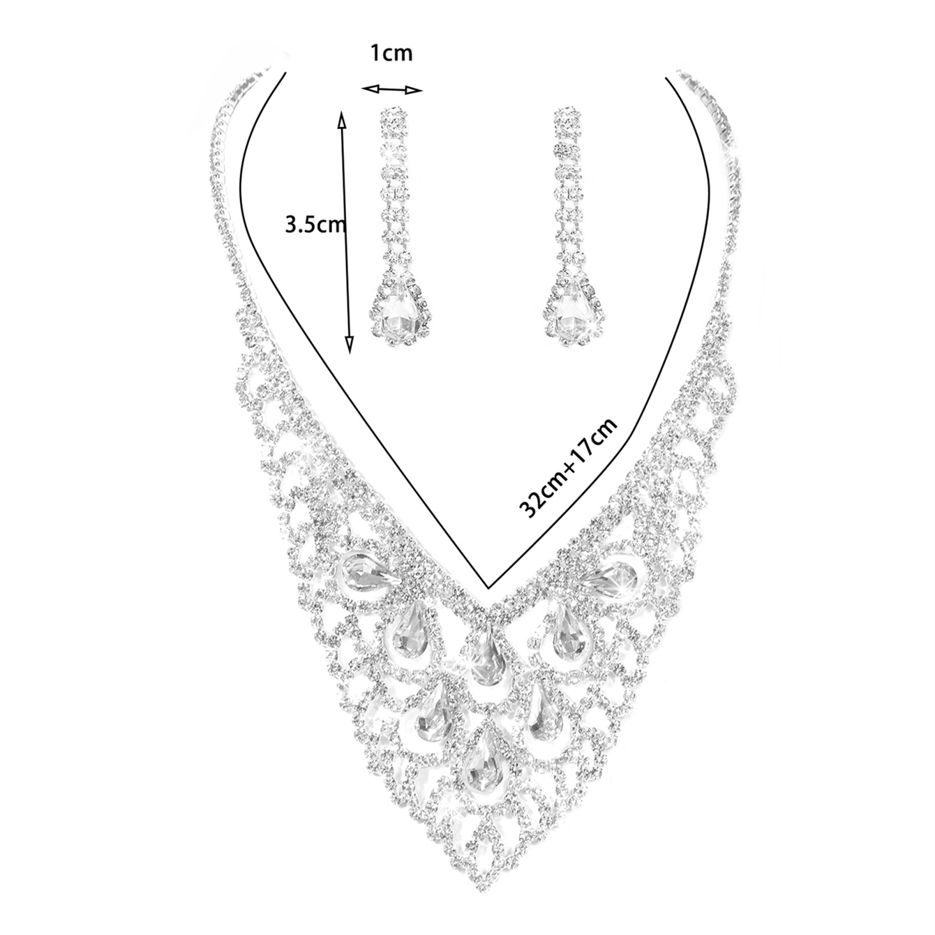 Elegant Water Droplets Tassel Artificial Crystal Metal Inlay Rhinestones Womenu0027S Earrings Neckla