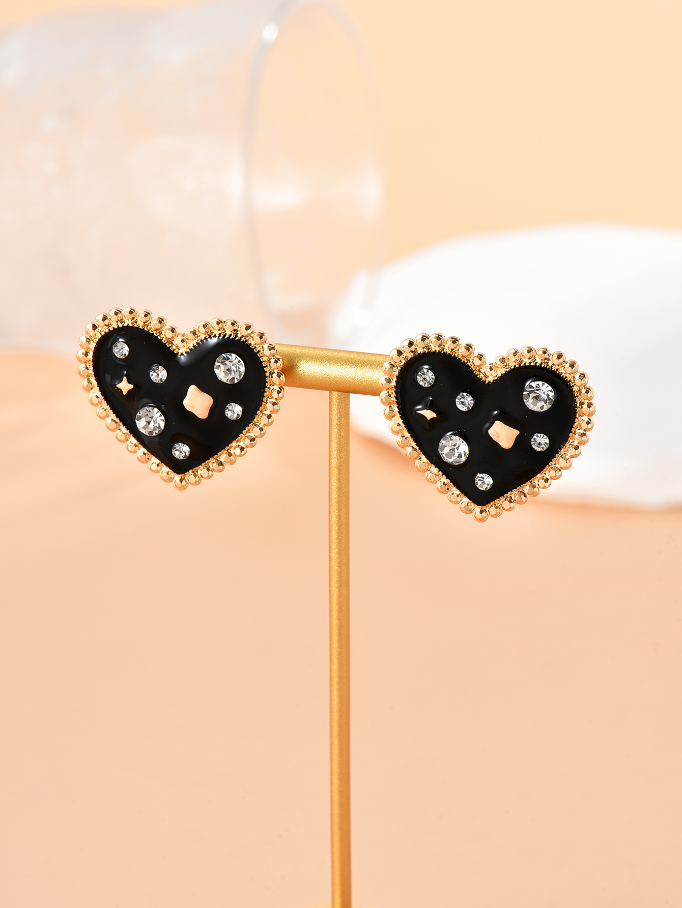 Fashion Heart Shape Alloy Inlay Rhinestones Womenu0027S Ear Studs 1 Pair