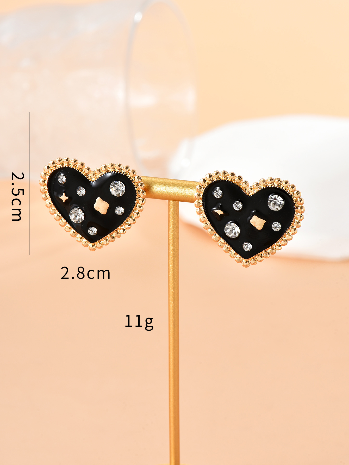 Fashion Heart Shape Alloy Inlay Rhinestones Womenu0027S Ear Studs 1 Pair