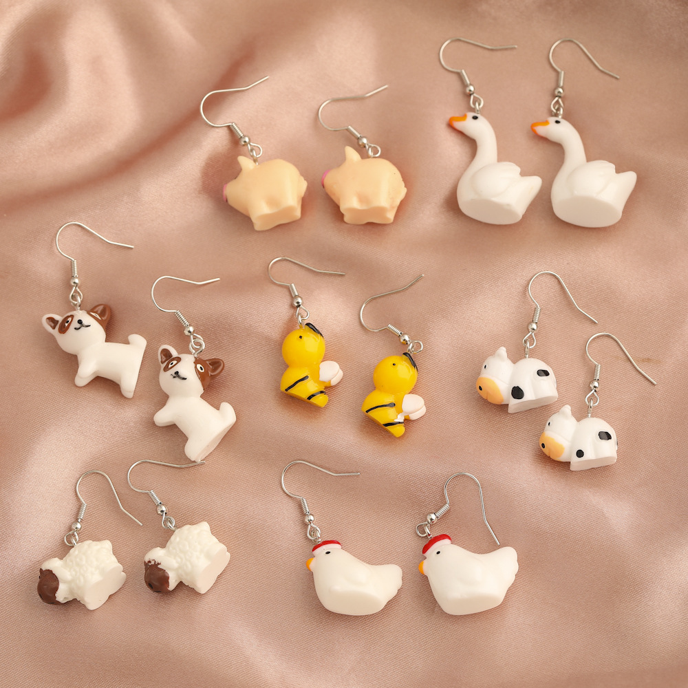 Fashion Animal Dog Frog Alloy Resin Womenu0027S Drop Earrings 1 Pair