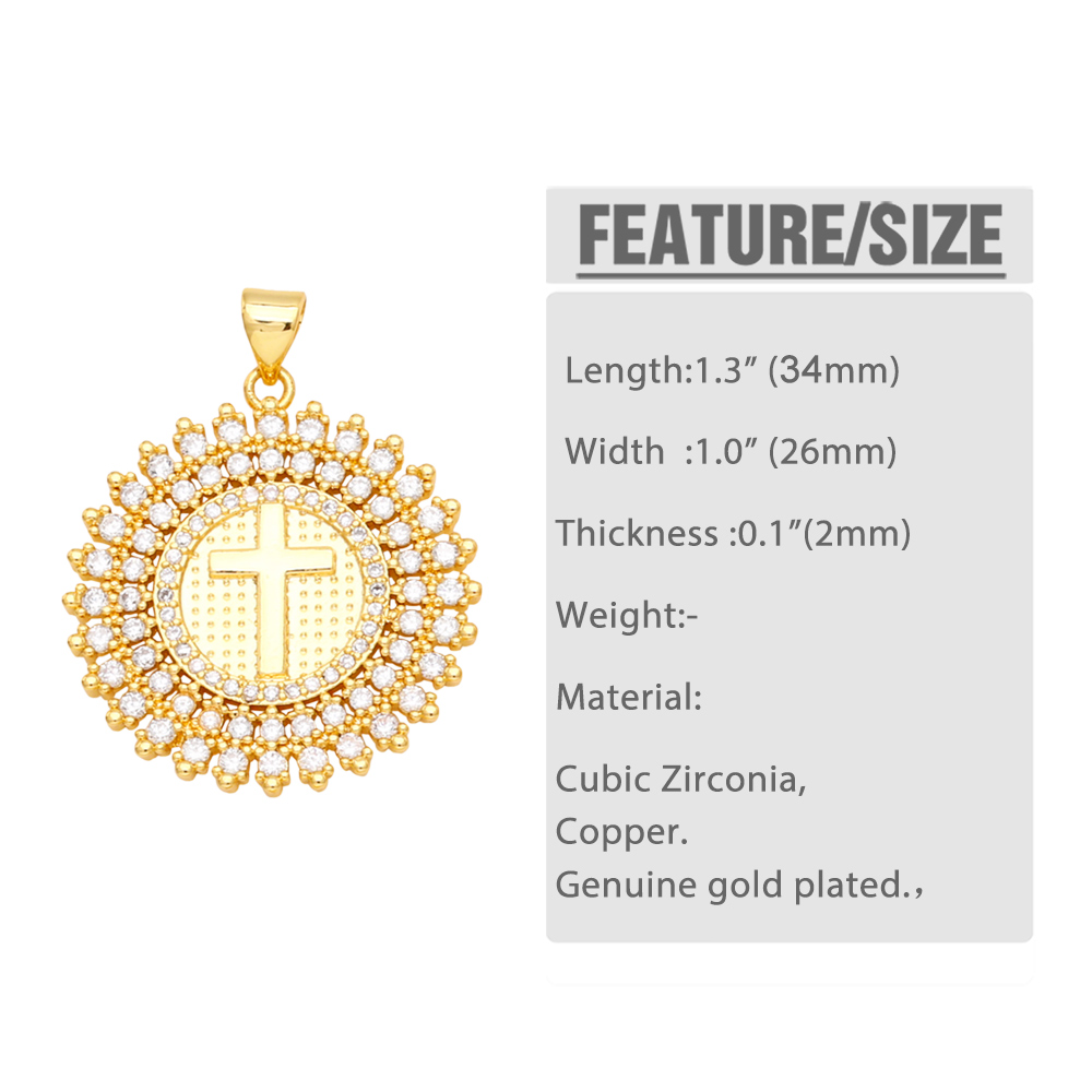 Hip-Hop Cross Copper Gold Plated Zircon Jewelry Accessories 1 Piece