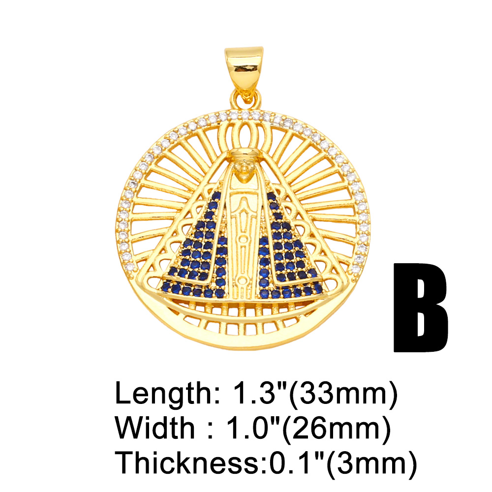 Hip-Hop Cross Copper Gold Plated Zircon Jewelry Accessories 1 Piece