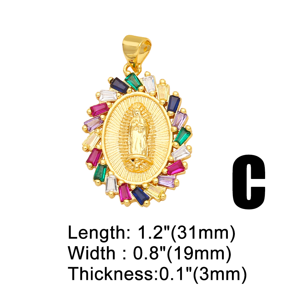 Hip-Hop Cross Copper Gold Plated Zircon Jewelry Accessories 1 Piece