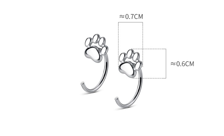 Cute Catu0027s paw Sterling Silver Plating Ear Studs 1 Pair