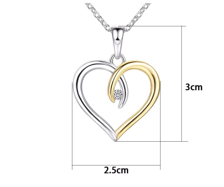 Fashion Heart Shape Copper Plating Inlay Zircon Pendant Necklace 1 Piece