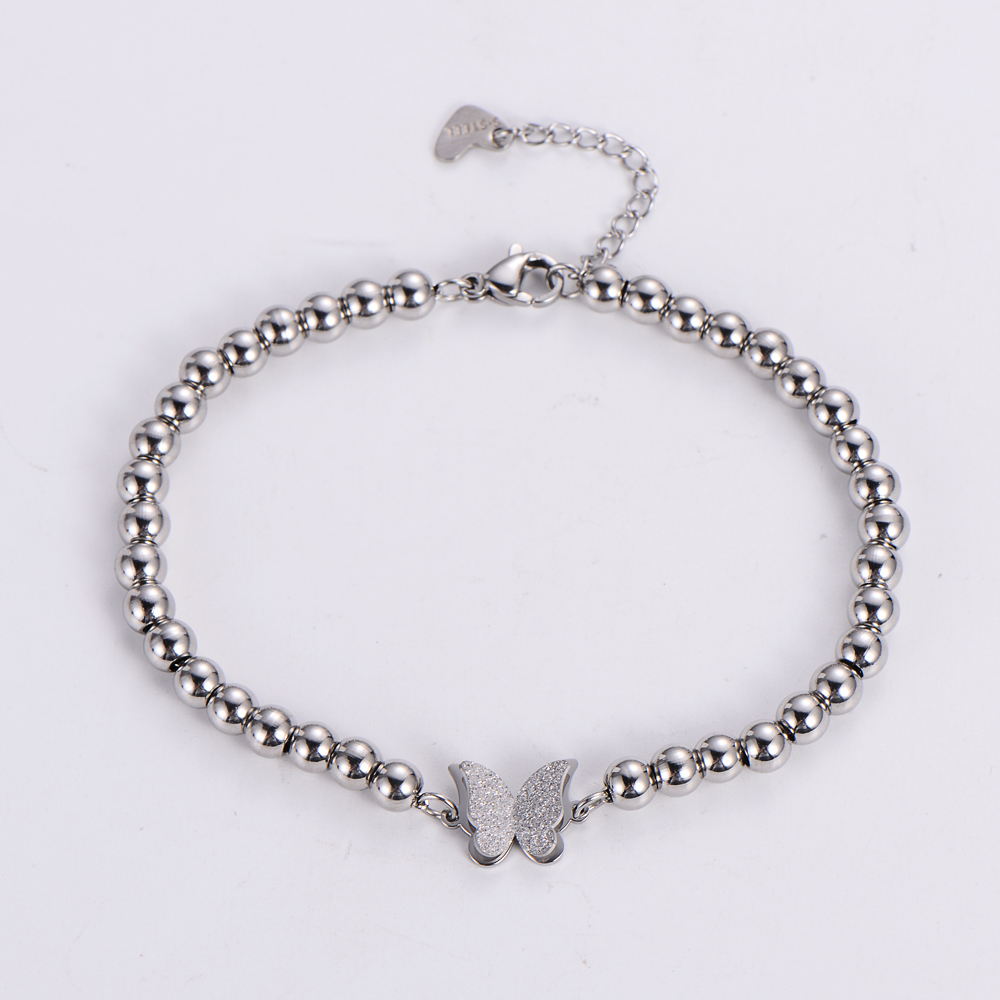 Fashion Butterfly Stainless Steel Beaded Plating Bracelets 1 Piece