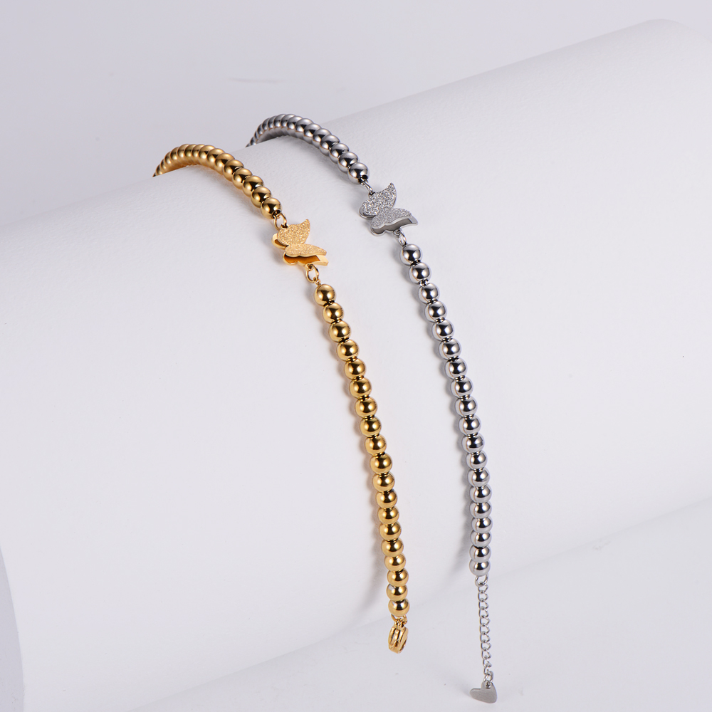 Fashion Butterfly Stainless Steel Beaded Plating Bracelets 1 Piece