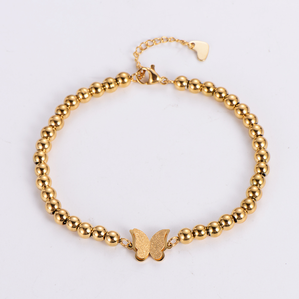 Fashion Butterfly Stainless Steel Beaded Plating Bracelets 1 Piece