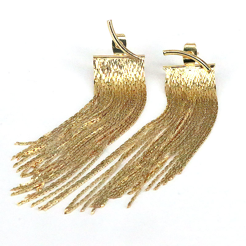 Fashion Tassel Copper Gold Plated Drop Earrings 1 Pair