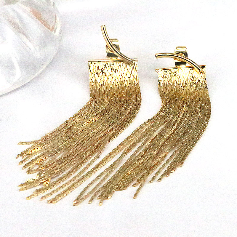 Fashion Tassel Copper Gold Plated Drop Earrings 1 Pair