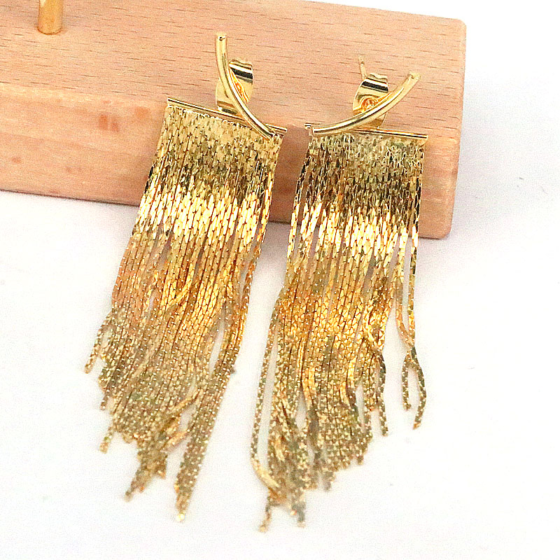 Fashion Tassel Copper Gold Plated Drop Earrings 1 Pair