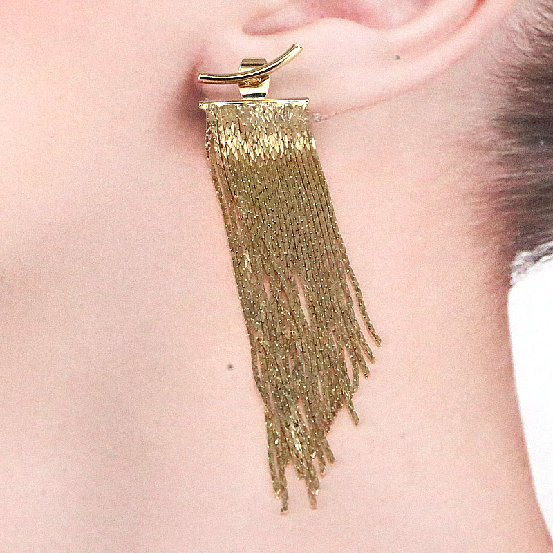 Fashion Tassel Copper Gold Plated Drop Earrings 1 Pair