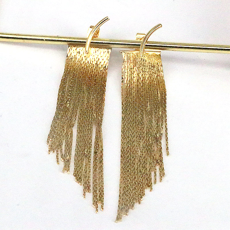 Fashion Tassel Copper Gold Plated Drop Earrings 1 Pair