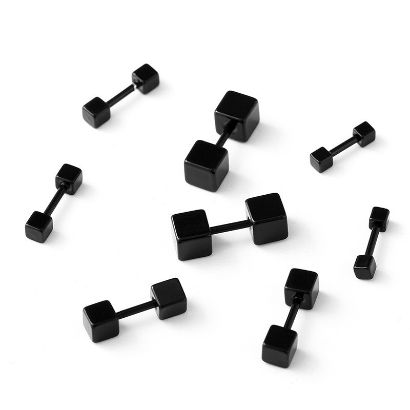 Simple Style Dumbbell Solid Color Titanium Steel Earrings 1 Pair