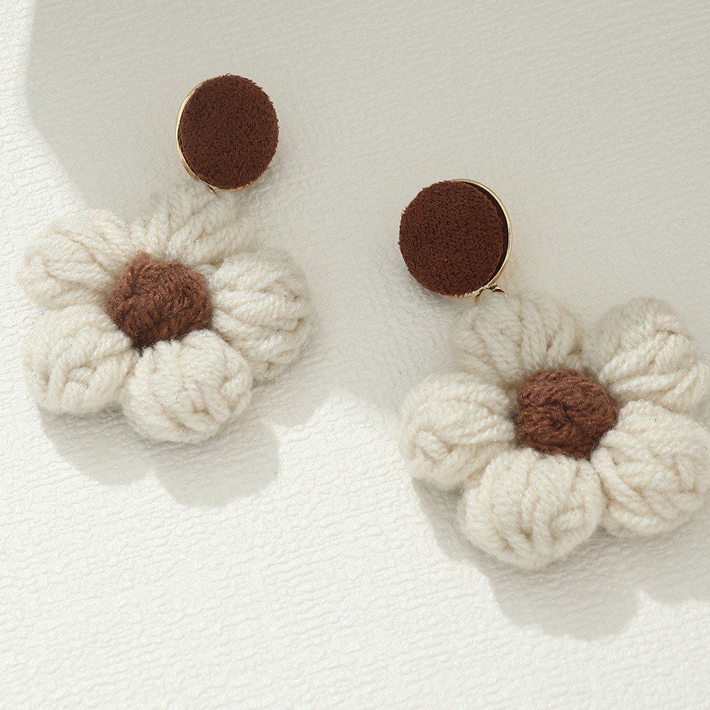 Sweet Flower yarn Metal Womenu0027S Drop Earrings 1 Pair