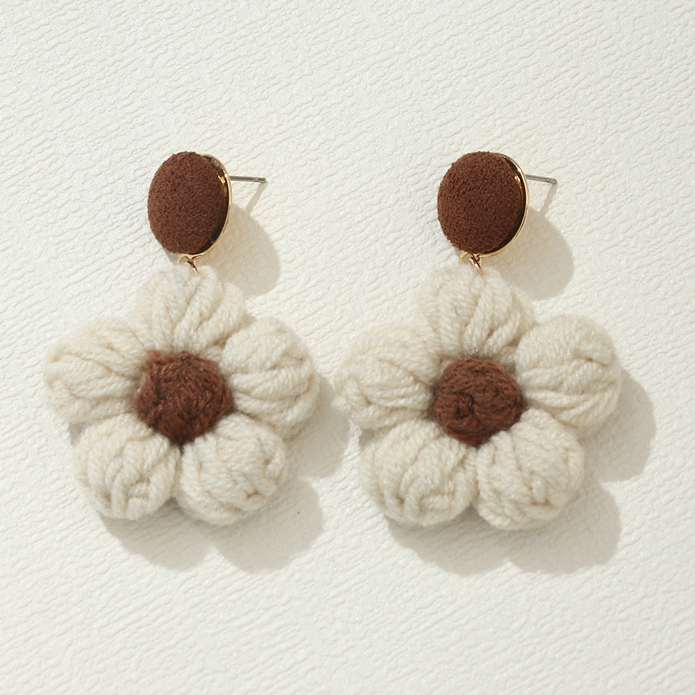 Sweet Flower yarn Metal Womenu0027S Drop Earrings 1 Pair