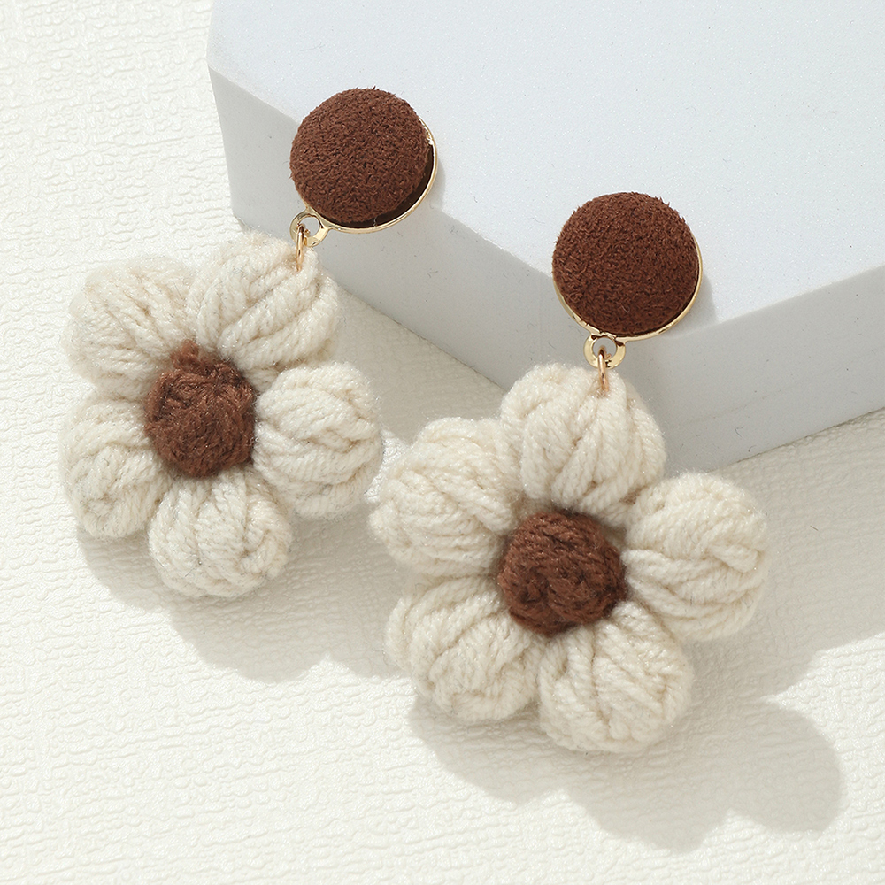 Sweet Flower yarn Metal Womenu0027S Drop Earrings 1 Pair