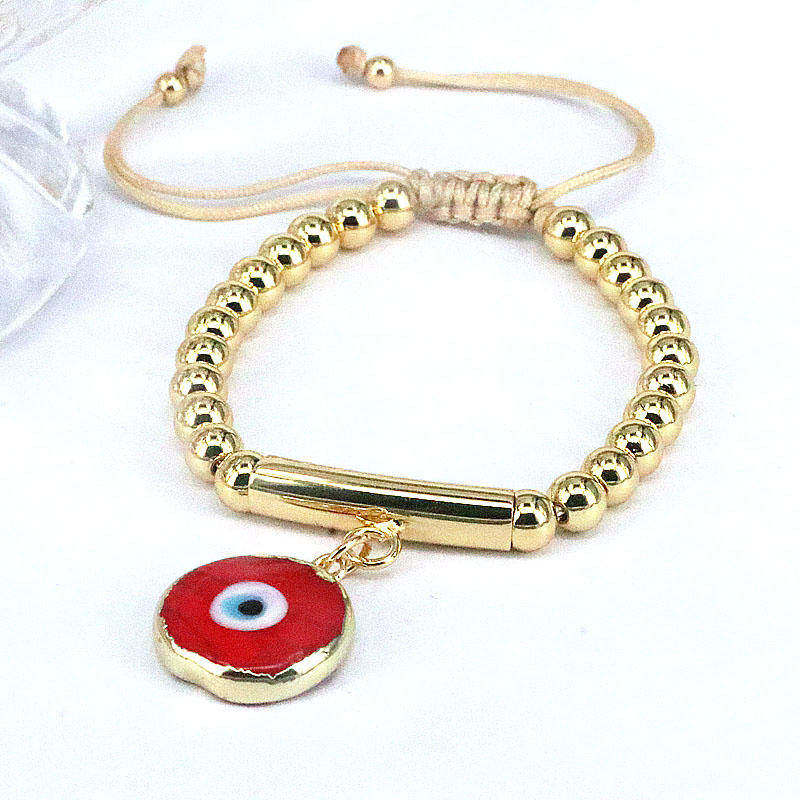 Fashion Devilu0027S Eye Copper Gold Plated Beaded Bracelets 1 Piece