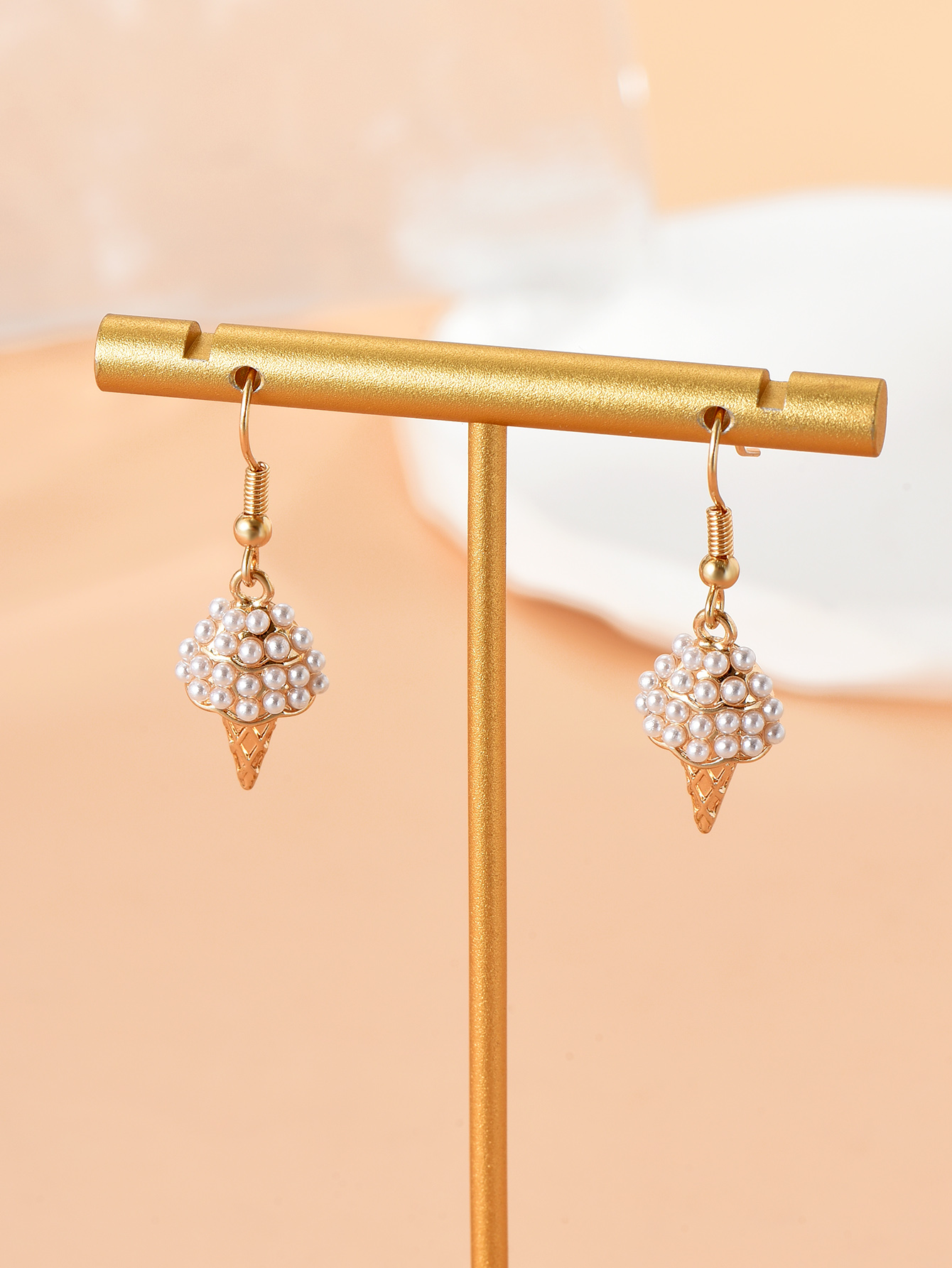 Fashion Ice Cream Alloy Inlay Pearl Womenu0027S Drop Earrings 1 Pair