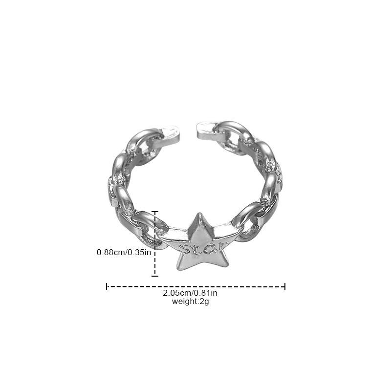 Simple Style Pentagram Letter Alloy Womenu0027S Open Ring 1 Piece