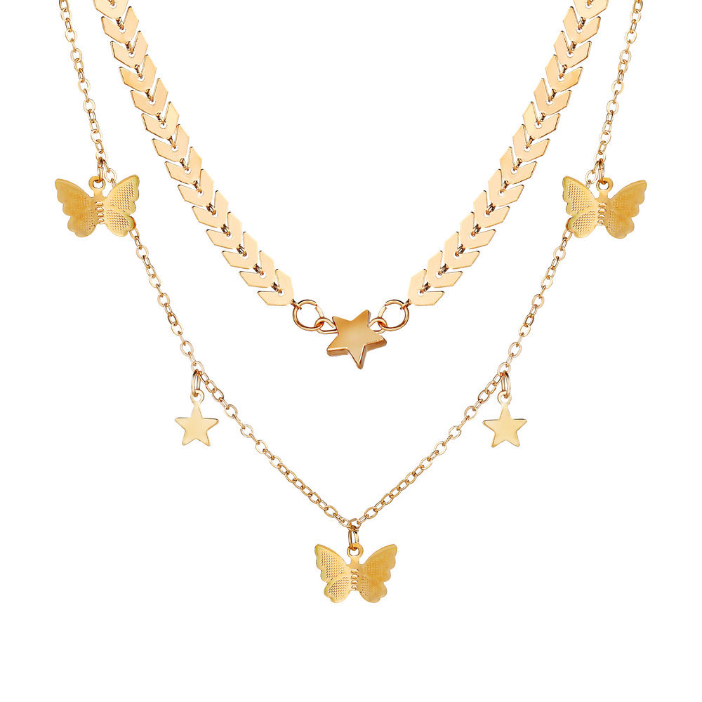 Fashion Star Butterfly Alloy Birthday Womenu0027S Layered Necklaces 1 Piece