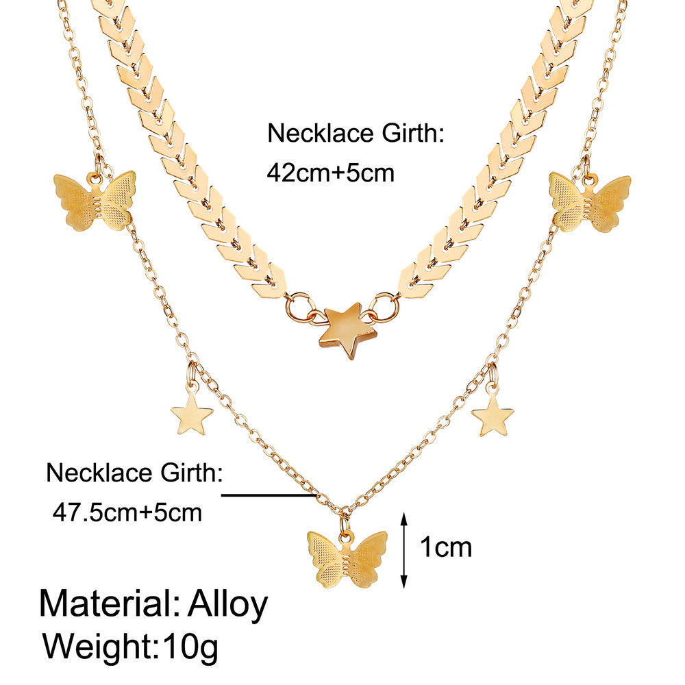 Fashion Star Butterfly Alloy Birthday Womenu0027S Layered Necklaces 1 Piece