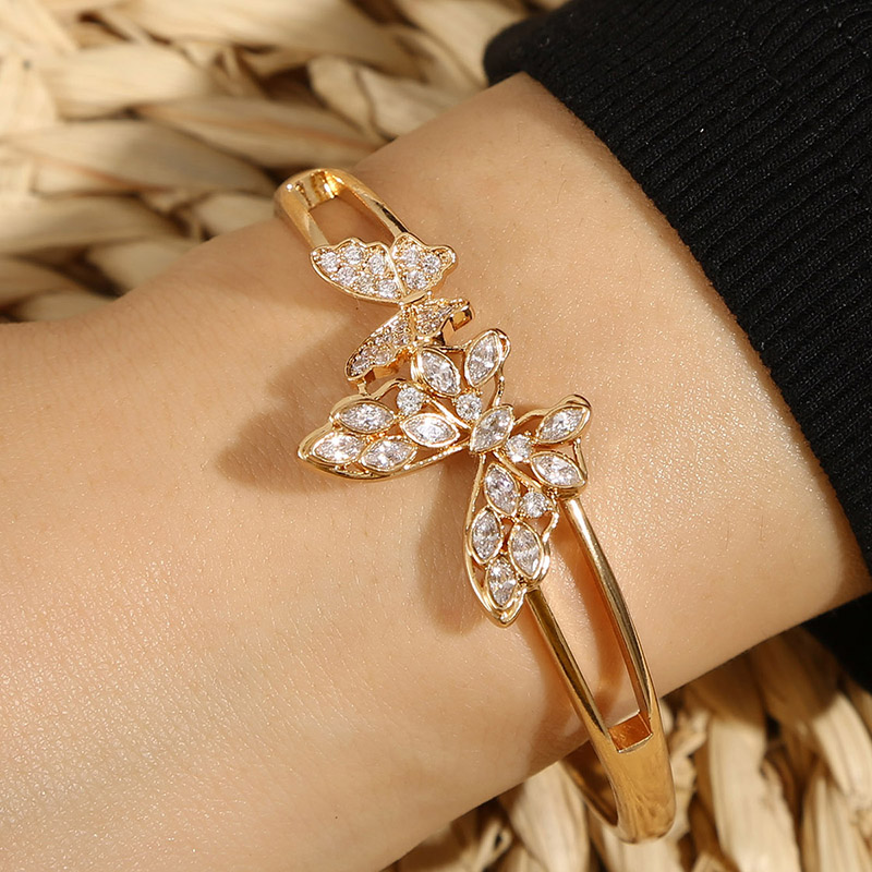 Fashion Butterfly Alloy Inlay Rhinestones Zircon Womenu0027S Bangle 1 Piece