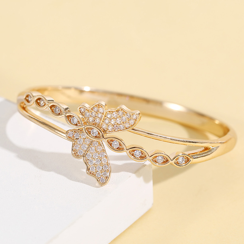 Fashion Butterfly Alloy Inlay Rhinestones Zircon Womenu0027S Bangle 1 Piece