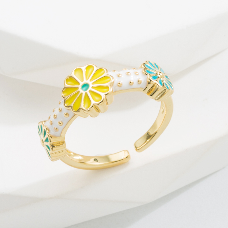 Simple Style Chrysanthemum Copper Plating Open Ring 1 Piece