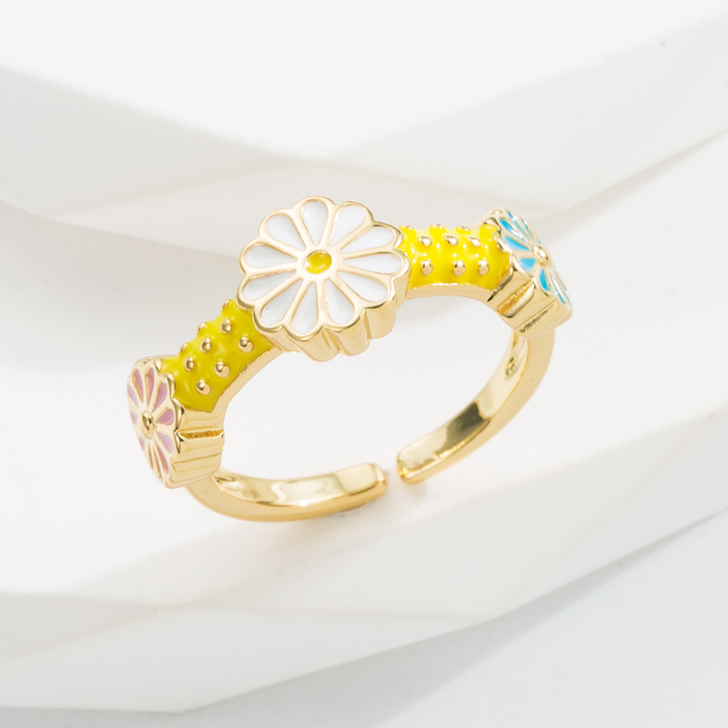 Simple Style Chrysanthemum Copper Plating Open Ring 1 Piece