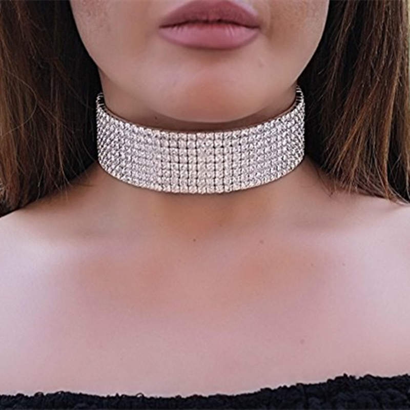 Shiny Geometric Solid Color Rhinestone Womenu0027S Choker 1 Piece