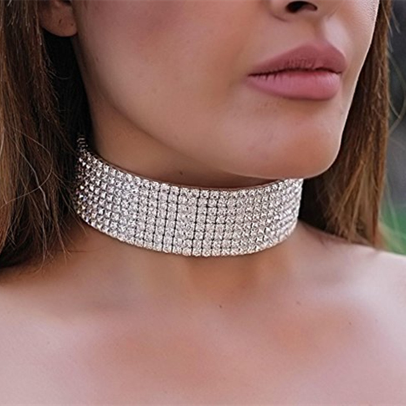 Shiny Geometric Solid Color Rhinestone Womenu0027S Choker 1 Piece