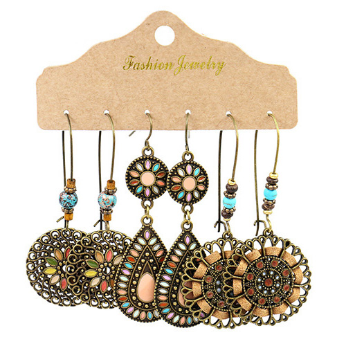 Ethnic Style Color Block Water Droplets Alloy Enamel Turquoise Womenu0027S Drop Earrings 1 Pair