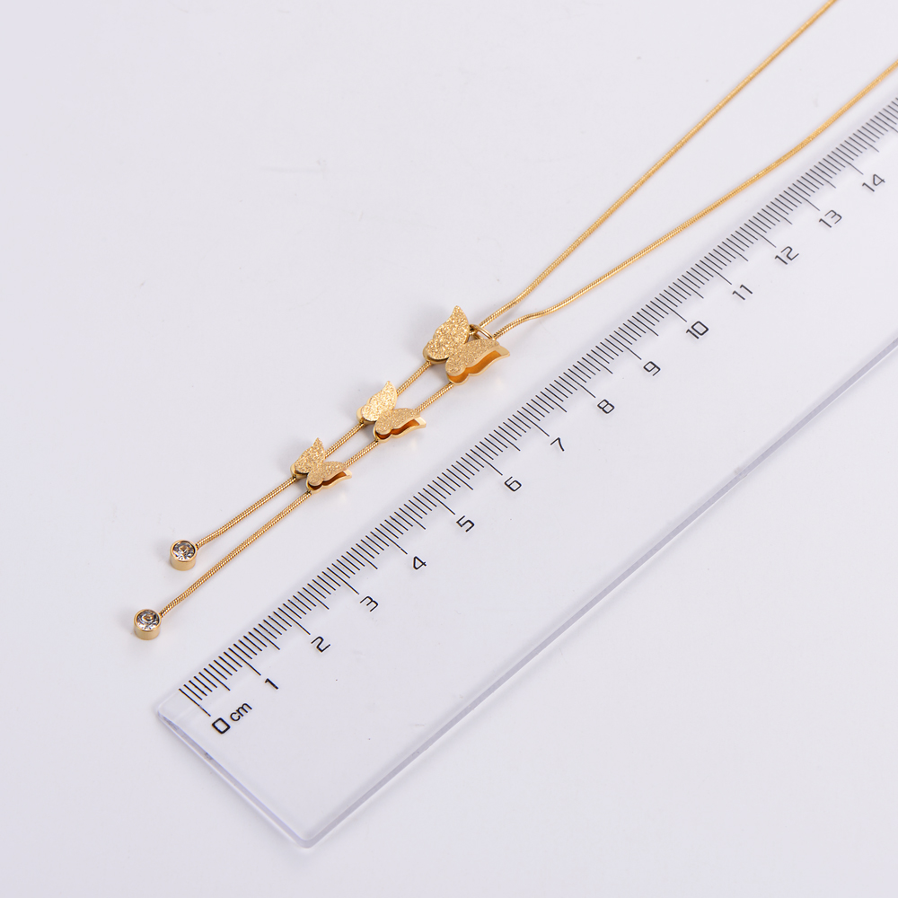 Elegant Butterfly Stainless Steel Plating Rhinestones Pendant Necklace 1 Piece