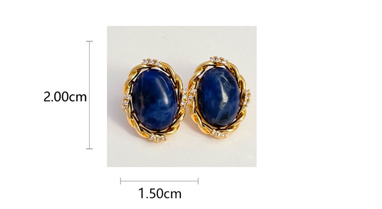 Fashion Oval Copper Inlay Zircon Ear Studs 1 Pair