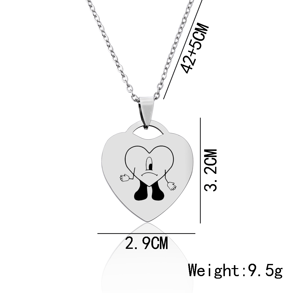 Fashion Heart Shape Stainless Steel Pendant Necklace 1 Piece