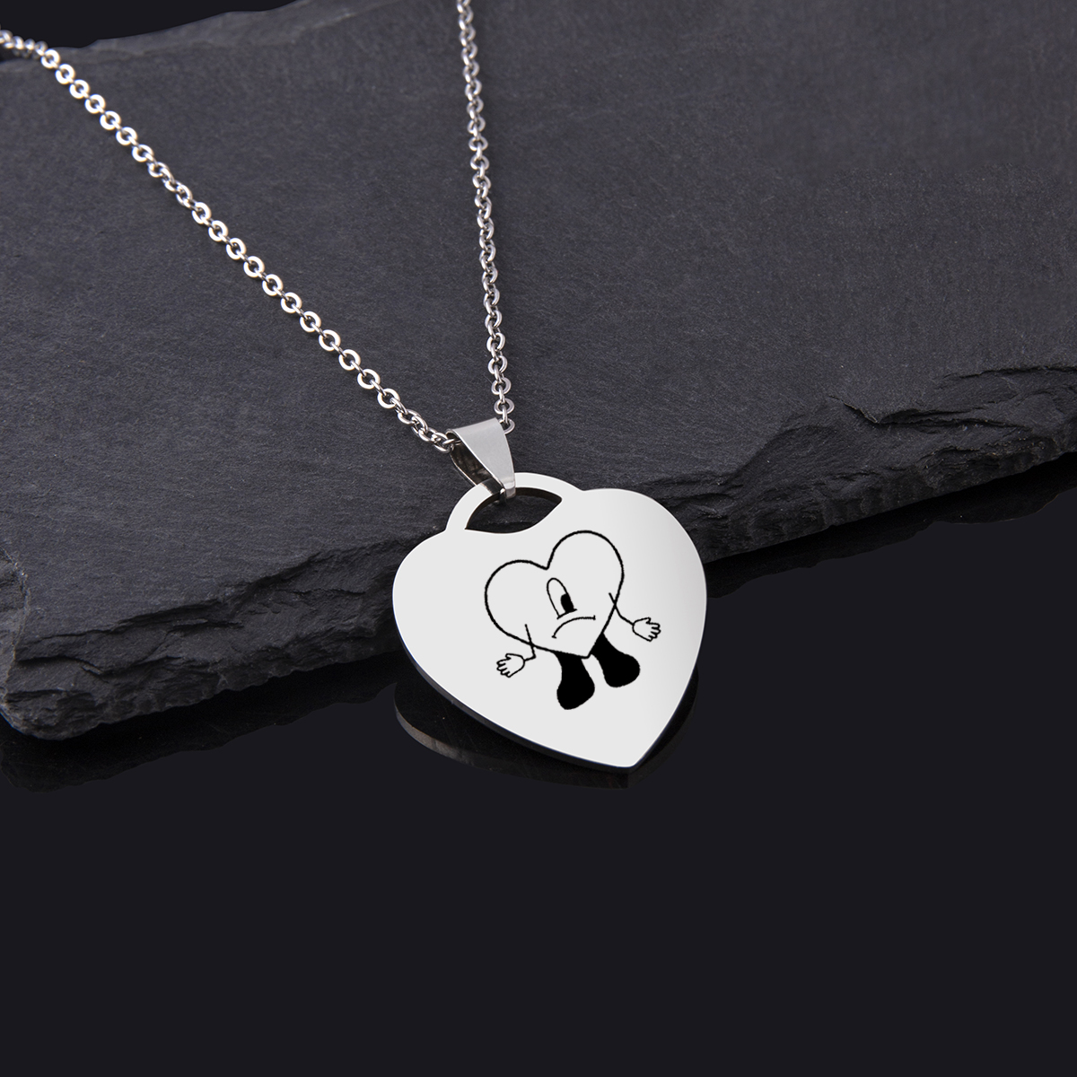 Fashion Heart Shape Stainless Steel Pendant Necklace 1 Piece