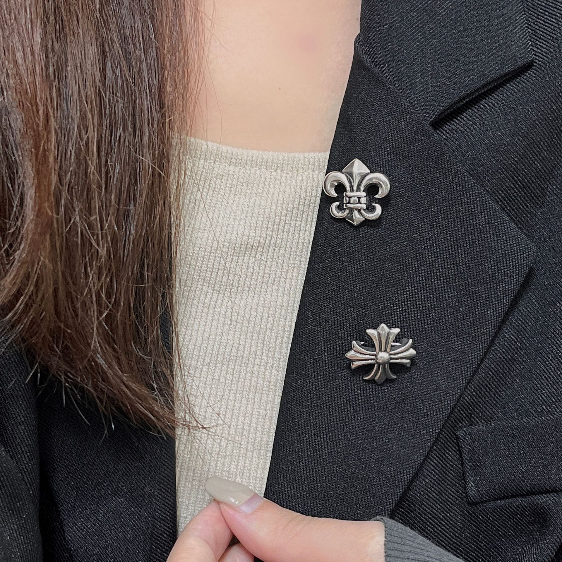Vintage Style Cross Alloy Plating Unisex Brooches 1 Piece