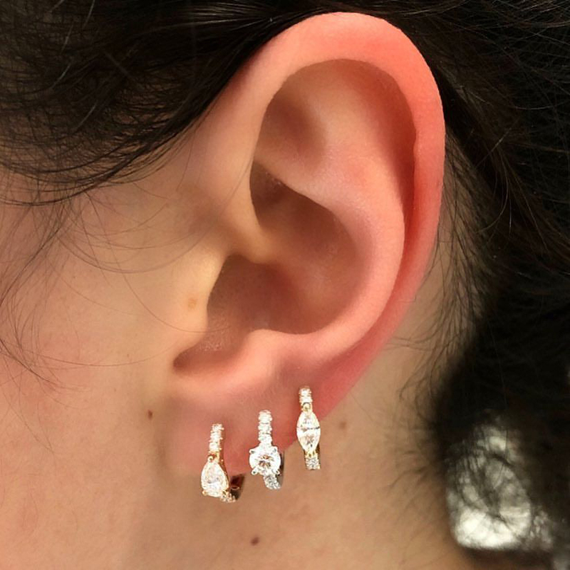 Fashion Geometric Copper Gold Plated Zircon Earrings 1 Pair