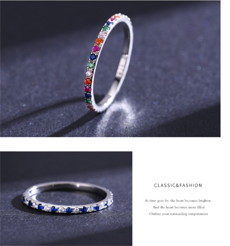 Fashion Round Silver Plating Inlay Zircon Rings 1 Piece