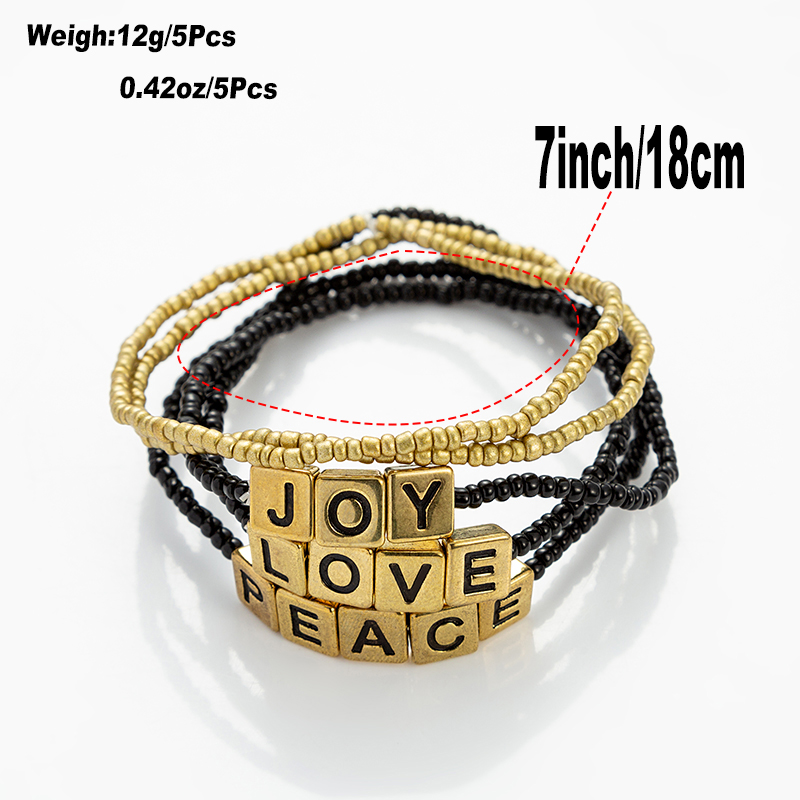 Simple Style Letter Artificial Crystal Beaded Womenu0027S Bracelets 5 Piece Set