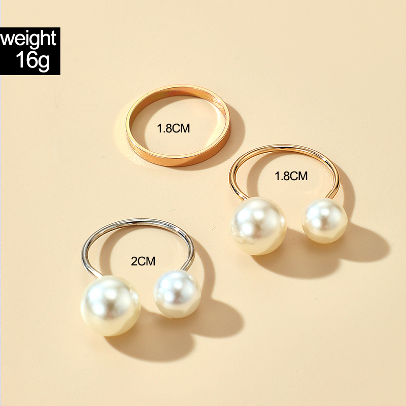 Fashion Geometric Alloy Inlay Pearl Womenu0027S Rings 3 Piece Set