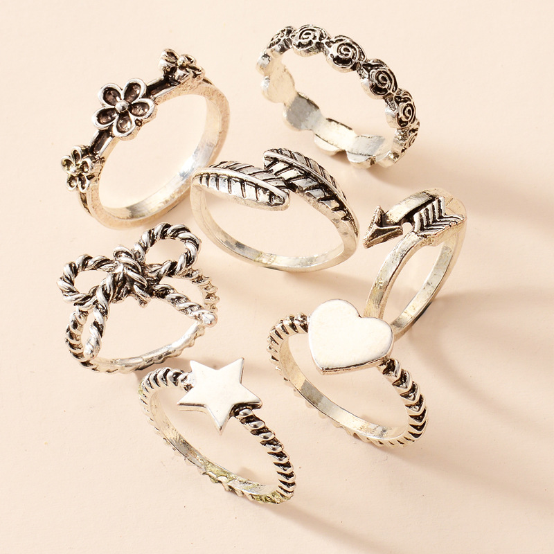 Fashion Star Heart Shape Rose Alloy Plating Womenu0027S Rings 1 Set